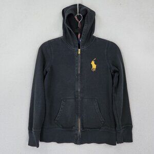 Ralph Lauren Jacket Boys Extra Large 16 Faded Black Large Pony Full Zip Hoodie